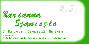 marianna szaniszlo business card